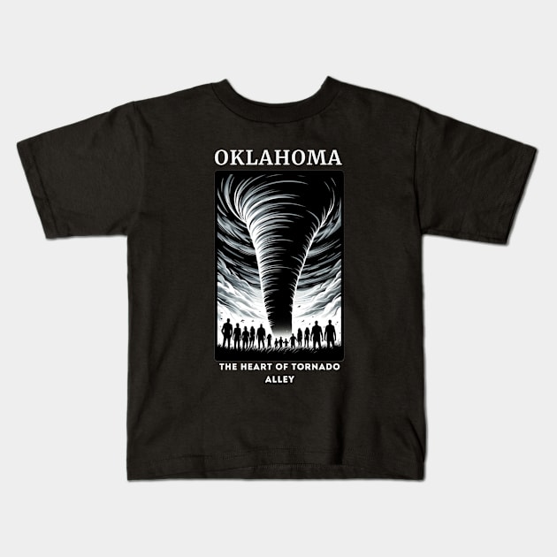 OKLAHOMA THE HEART OF TORNADO ALLEY Kids T-Shirt by GP SHOP